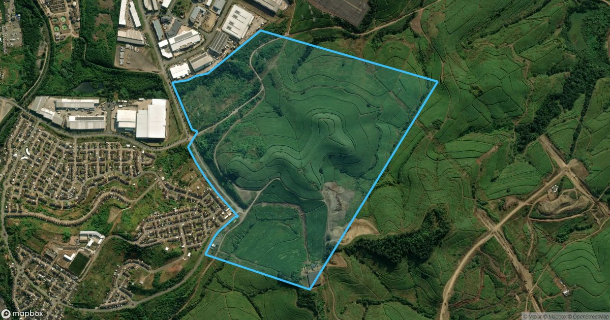 Aerial view of Rem. of Erf 4 with its registered boundary