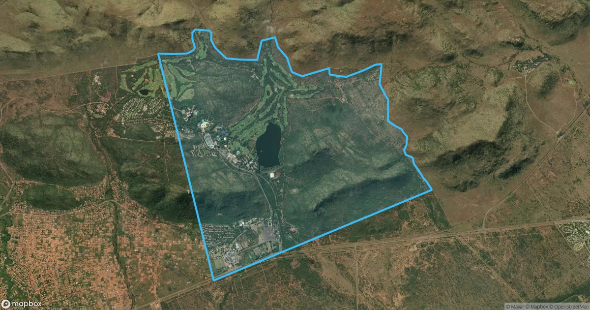 Aerial view of Remaining Extent of Portion 1 of the Farm Doornhoek 910 Jq with its registered boundary